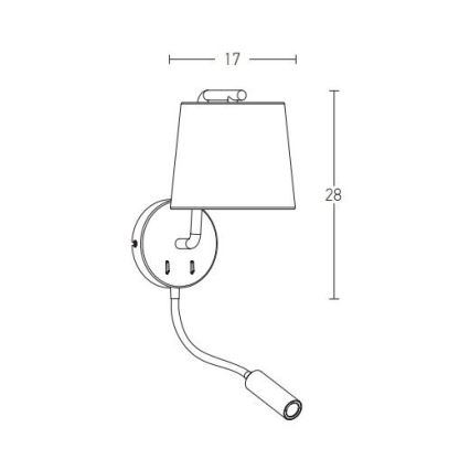 Zambelis H57 - LED Wandlamp LED/3W + 1xE27/40W/230V zwart