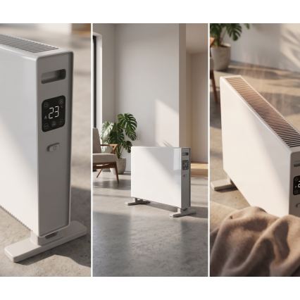 ZEVENTI - Convecteur électrique avec écran LCD 1250/2000W/230V blanc + télécommande