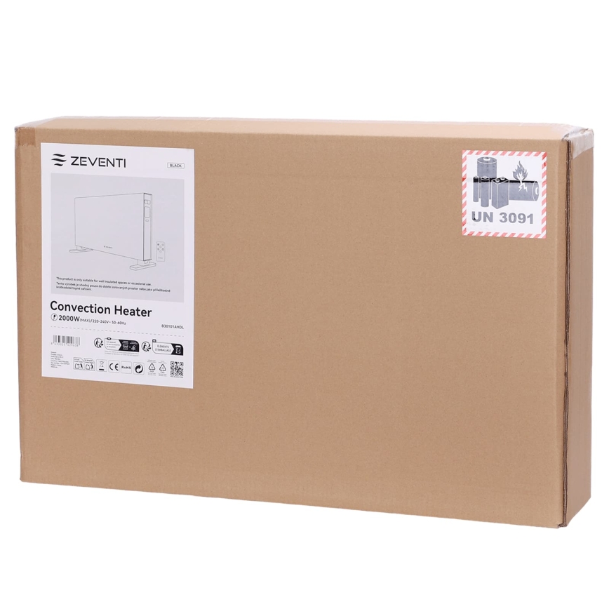 ZEVENTI - Convecteur électrique avec écran LCD 1250/2000W/230V blanc + télécommande