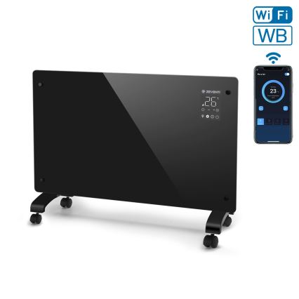 ZEVENTI - Convecteur/radiateur électrique mural intelligent avec écran LCD 1000/2000W/230V Wi-Fi noir