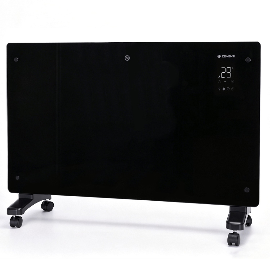 ZEVENTI - Convecteur/radiateur électrique mural intelligent avec écran LCD 1000/2000W/230V Wi-Fi noir