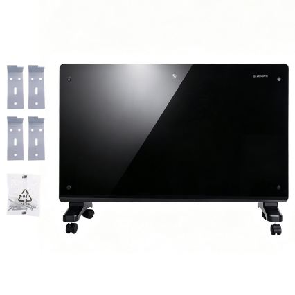 ZEVENTI - Convecteur/radiateur électrique mural intelligent avec écran LCD 1000/2000W/230V Wi-Fi noir