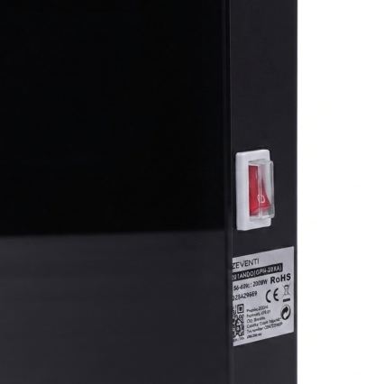 ZEVENTI - Convecteur/radiateur électrique mural intelligent avec écran LCD 1000/2000W/230V Wi-Fi noir