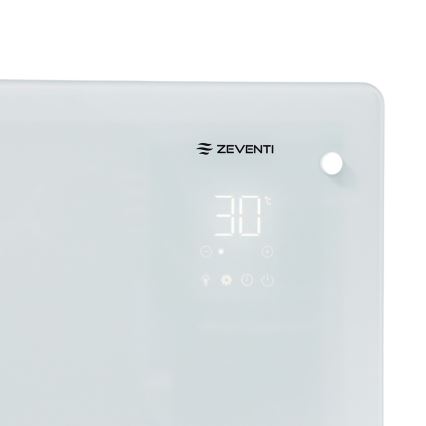 ZEVENTI - Radiateur électrique mural intelligent/convecteur avec écran LCD 1000/2000W/230V Wi-Fi blanc