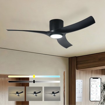 ZEVENTI - Dimbare LED-plafondventilator ORBITO LED/24W/230V 3000/4000/6000K Wi-Fi Tuya zwart + afstandsbediening