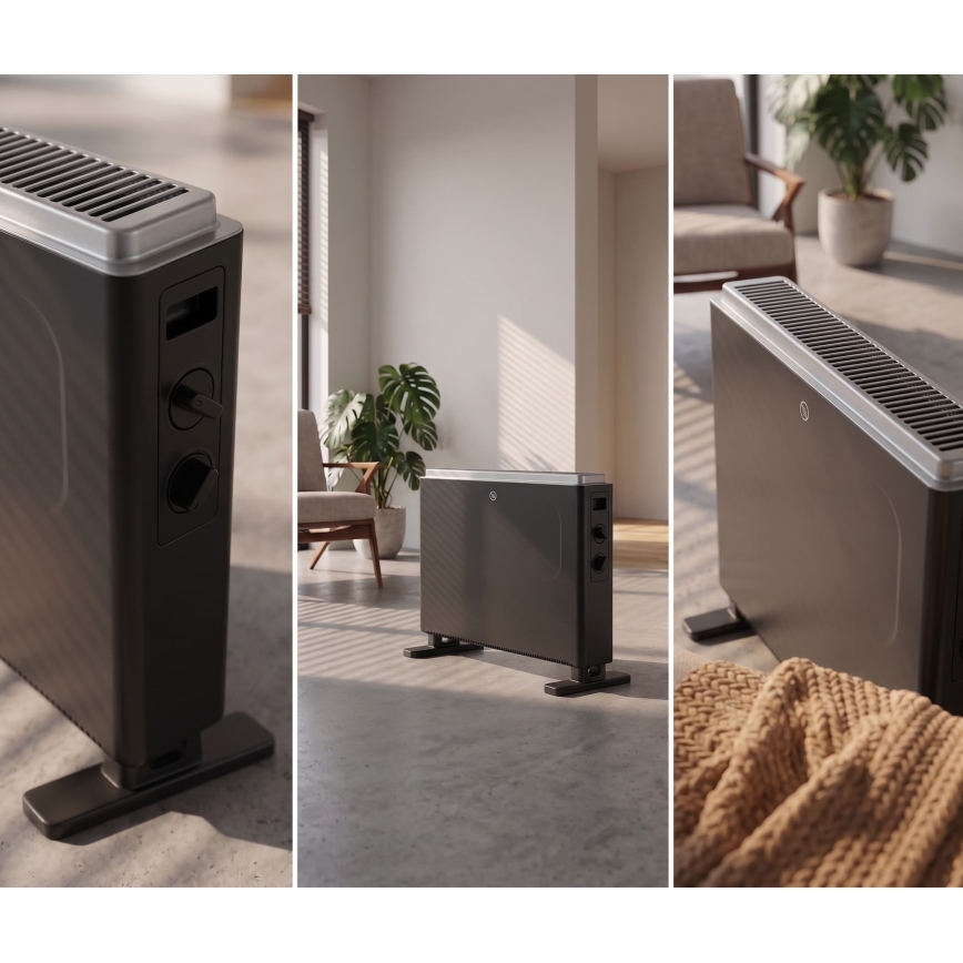ZEVENTI - Elektrische convector/kachel 800/1200/2000W/230V zwart