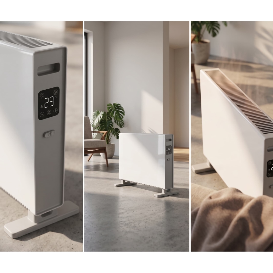 ZEVENTI - Elektrische convectorkachel met LCD-display  1250/2000W/230V wit + afstandsbediening