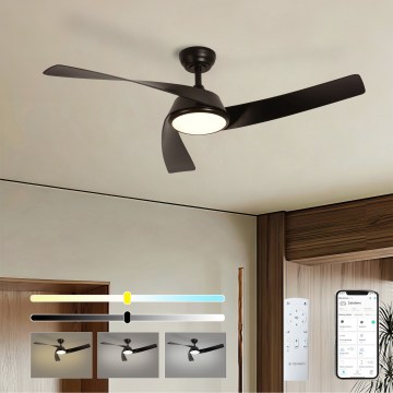 ZEVENTI - LED dimbare plafondventilator AERYS LED/24W/230V 3000/4000/6000K Wi-Fi Tuya zwart + afstandsbediening