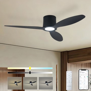 ZEVENTI - LED-dimbare plafondventilator VENTORA LED/24W/230V 3000/4000/6000K Wi-Fi Tuya zwart + afstandsbediening