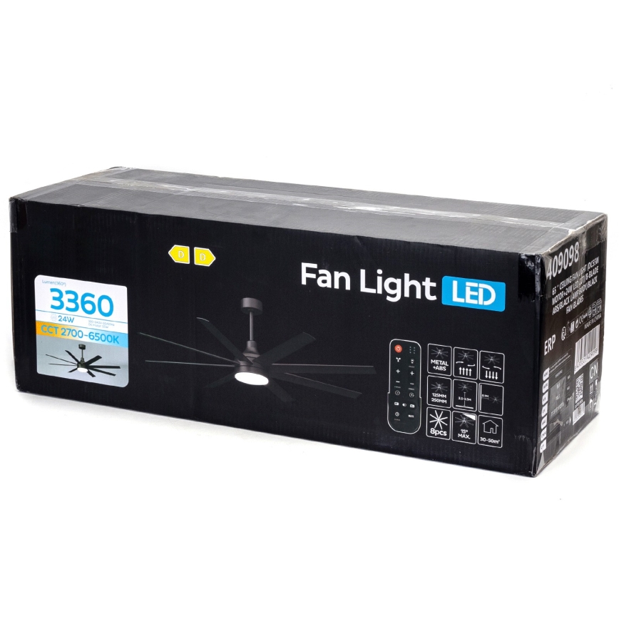 ZEVENTI - Ventilateur de plafond LED dimmable WALKIKI LED/24W/230V 2700-6500K 165 cm noir + télécommande