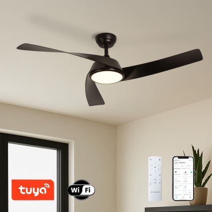 ZEVENTI - LED dimbare plafondventilator AERYS LED/24W/230V 3000/4000/6000K Wi-Fi Tuya zwart + afstandsbediening