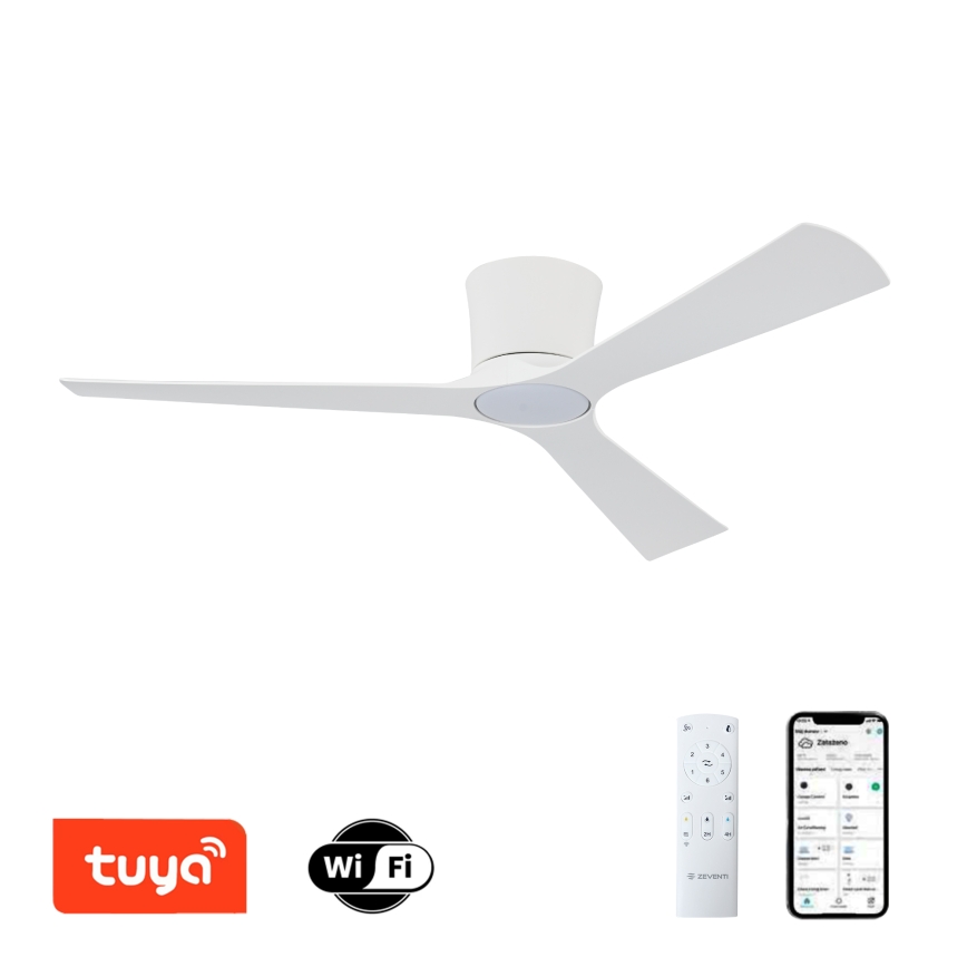 ZEVENTI - LED dimbare plafondventilator AUREX LED/24W/230V 3000/4000/6000K Wi-Fi Tuya wit + afstandsbediening
