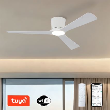 ZEVENTI - LED dimbare plafondventilator AUREX LED/24W/230V 3000/4000/6000K Wi-Fi Tuya wit + afstandsbediening