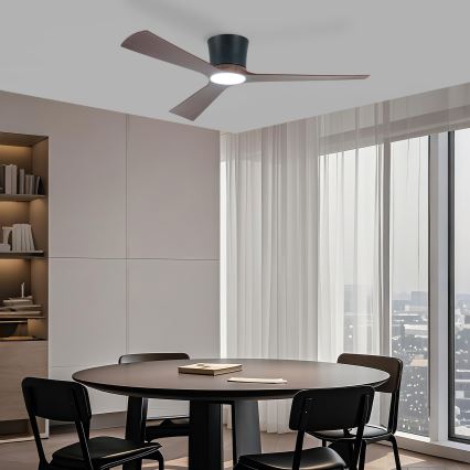 ZEVENTI - Dimbare LED-plafondventilator AUREX LED/24W/230V 3000/4000/6000K Wi-Fi Tuya zwart/walnoot + afstandsbediening