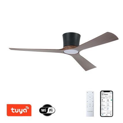 ZEVENTI - LED dimbare plafondventilator AUREX LED/24W/230V 3000/4000/6000K Wi-Fi Tuya zwart/walnoot + afstandsbediening