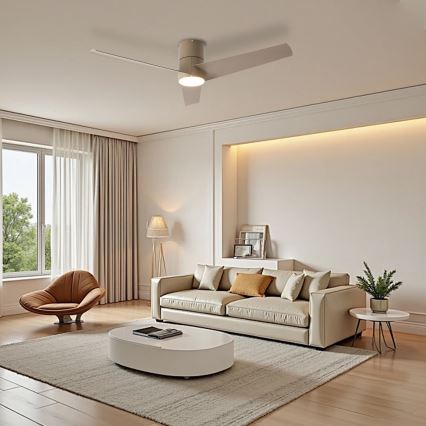 ZEVENTI - LED Plafondventilator BARROSA LED/18W/230V 3000/4000/6000K Wi-Fi Tuya beige + afstandsbediening