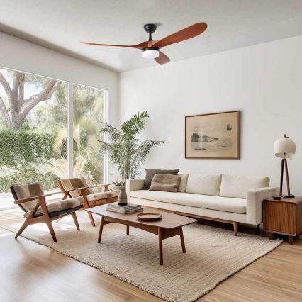 ZEVENTI - LED-plafondventilator GINOSA LED/18W/230V 3000/4000/6000K Wi-Fi Tuya zwart/eiken + afstandsbediening