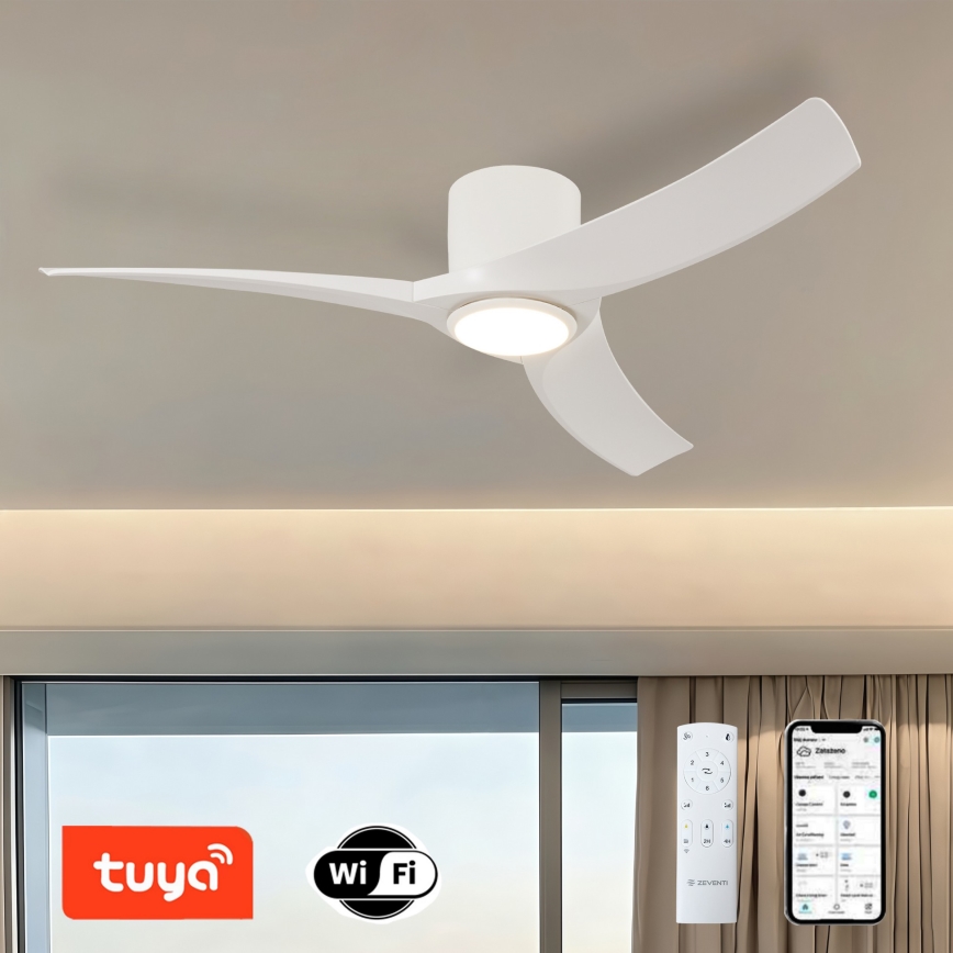 ZEVENTI - LED-dimbare plafondventilator ORBITO LED/24W/230V 3000/4000/6000K Wi-Fi Tuya wit + afstandsbediening