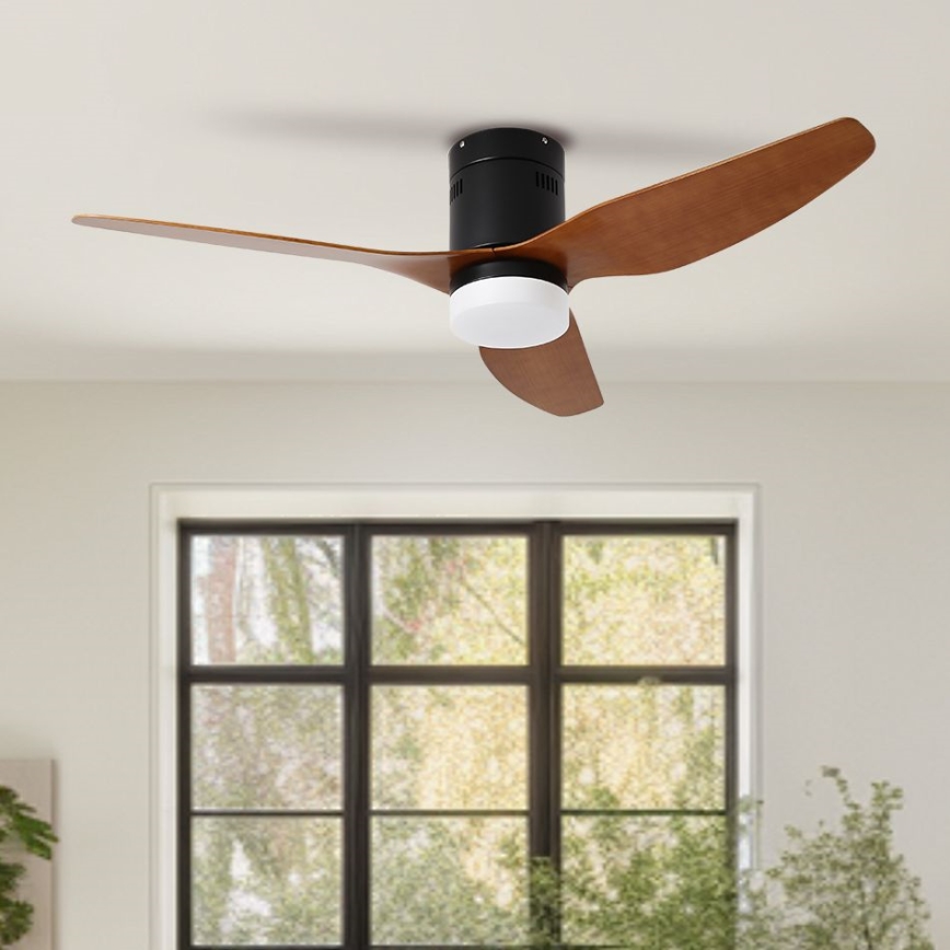 ZEVENTI - LED plafondventilator PADUA LED/18W/230V 3000/4000/6000K Wi-Fi Tuya zwart/bruin + afstandsbediening