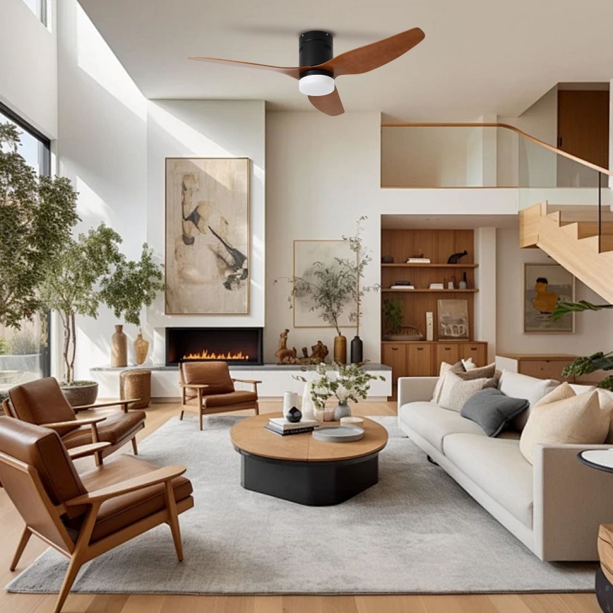 ZEVENTI - LED plafondventilator PADUA LED/18W/230V 3000/4000/6000K Wi-Fi Tuya zwart/bruin + afstandsbediening