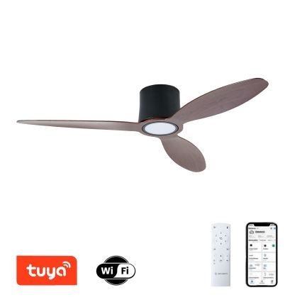 ZEVENTI - Dimbare LED-plafondventilator VENTORA LED/24W/230V 3000/4000/6000K Wi-Fi Tuya zwart/walnoot + afstandsbediening
