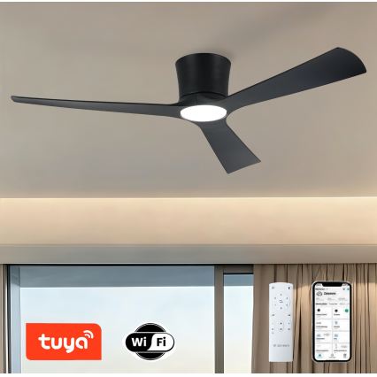 ZEVENTI - Ventilateur de plafond LED dimmable AUREX LED/24W/230V 3000/4000/6000K Wi-Fi Tuya noir + télécommande
