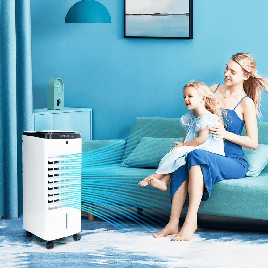 ZEVENTI - Luchtkoeler ARCTIC 60W/230V zwart/wit + afstandsbediening
