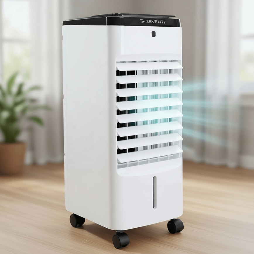ZEVENTI - Luchtkoeler ARCTIC 60W/230V zwart/wit + afstandsbediening