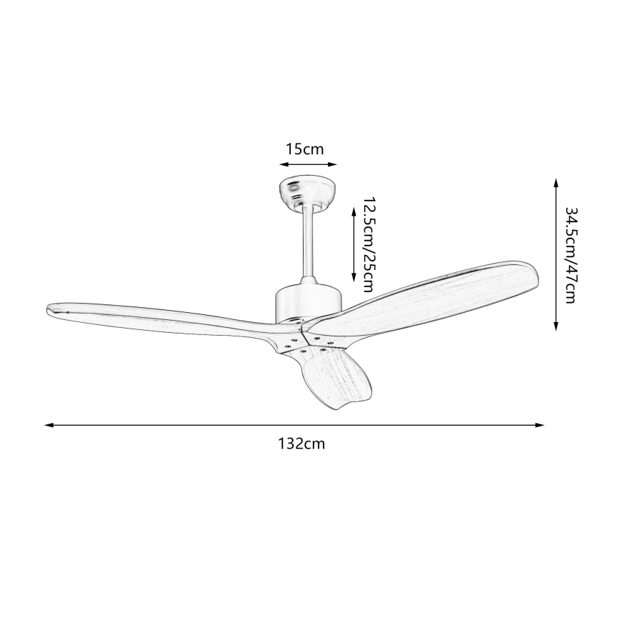ZEVENTI - Plafondventilator CUENCA Wi-Fi Tuya zwart/eiken + afstandsbediening