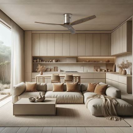 ZEVENTI - Plafondventilator SPELLO Wi-Fi Tuya mat chroom/eiken + afstandsbediening