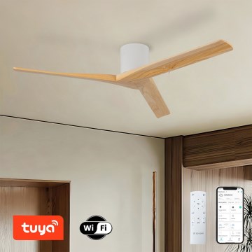 ZEVENTI - Plafondventilator VELLON Wi‑Fi Tuya wit/paulownia + afstandsbediening