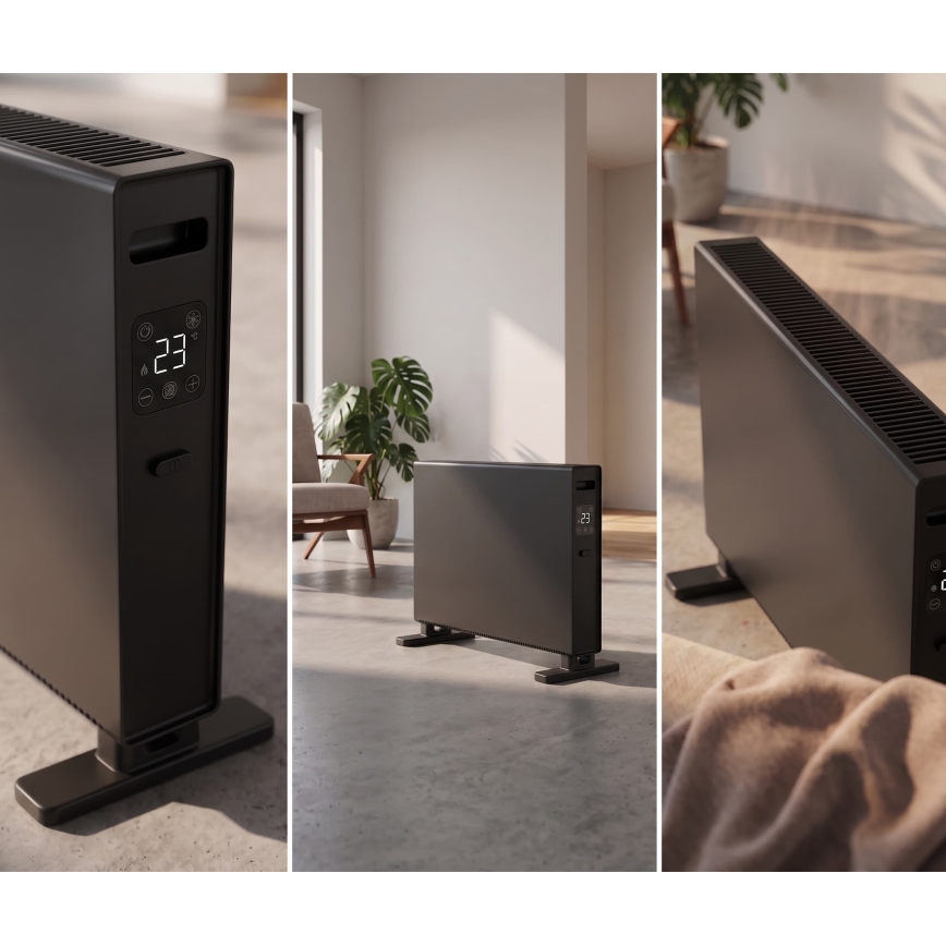 ZEVENTI - Radiateur/convecteur électrique avec écran LCD 1250/2000W/230V noir + télécommande