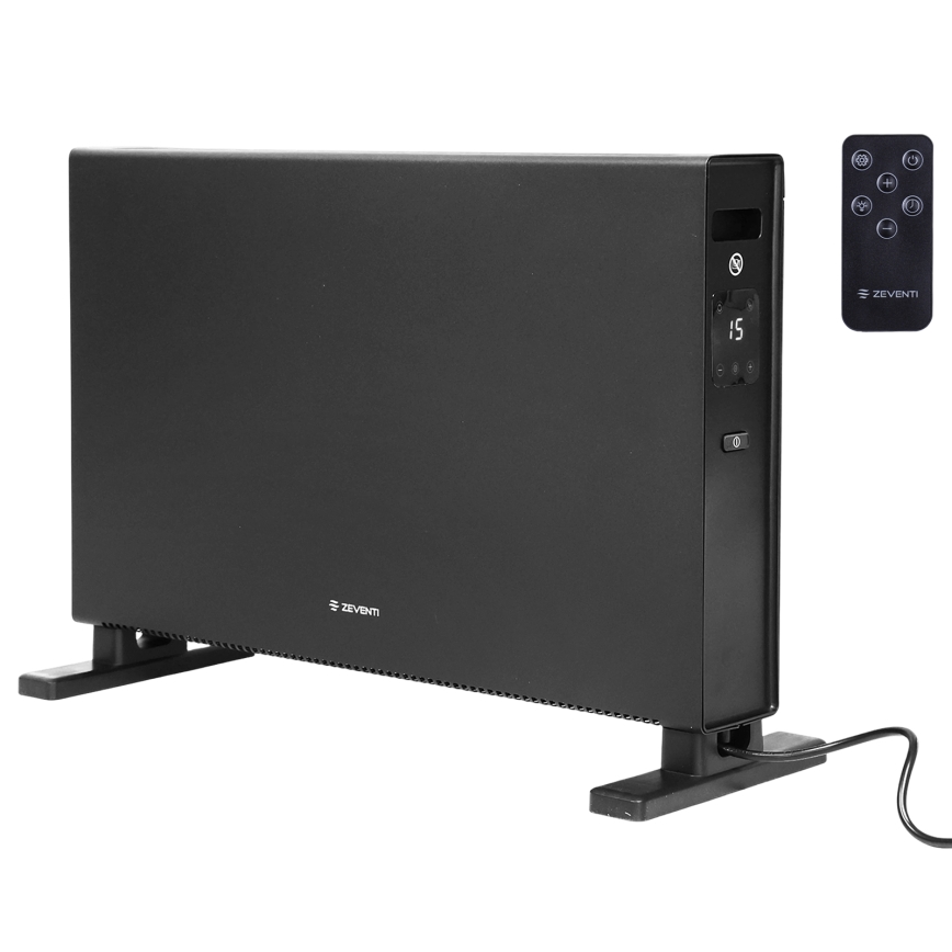 ZEVENTI - Radiateur/convecteur électrique avec écran LCD 1250/2000W/230V noir + télécommande