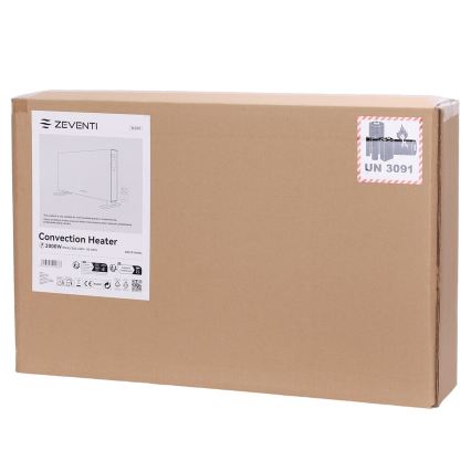 ZEVENTI - Radiateur/convecteur électrique avec écran LCD 1250/2000W/230V noir + télécommande