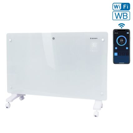 ZEVENTI - Slimme wandgemonteerde elektrische directe verwarming/convectorkachel met LCD-display 1000/2000W/230V Wi‑Fi wit