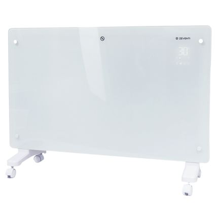 ZEVENTI - Slimme wandgemonteerde elektrische directe verwarming/convectorkachel met LCD-display 1000/2000W/230V Wi‑Fi wit