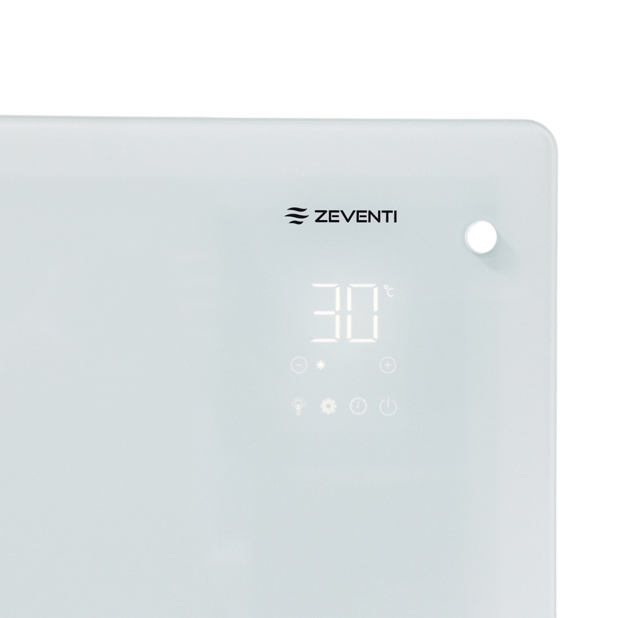 ZEVENTI - Slimme wandgemonteerde elektrische directe verwarming/convectorkachel met LCD-display 1000/2000W/230V Wi‑Fi wit