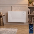 ZEVENTI - Slimme wandgemonteerde elektrische directe verwarming/convectorkachel met LCD-display 1000/2000W/230V Wi‑Fi wit