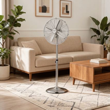 ZEVENTI - Staande ventilator FLOW 50 W/230 V, Ø 45 cm, glanzend chroom