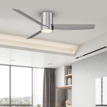 ZEVENTI - Ventilateur de plafond à intensité variable BARROSA LED/18W/230V 3000-6000K Wi-Fi Tuya chrome mat + Télécommande