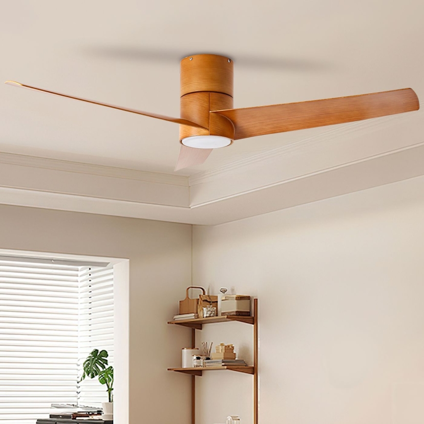 ZEVENTI - Ventilateur de plafond à intensité variable BARROSA LED/18W/230V 3000-6000K Wi-Fi Tuya marron + Télécommande
