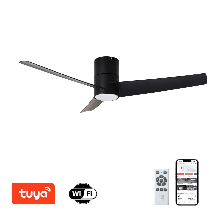 ZEVENTI - Ventilateur de plafond BARROSA LED/18W/230V 3000/4000/6000K Wi-Fi Tuya noir + Télécommande