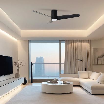 ZEVENTI - Ventilateur de plafond BARROSA LED/18W/230V 3000/4000/6000K Wi-Fi Tuya noir + Télécommande