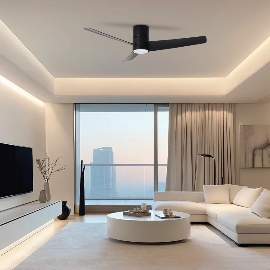 ZEVENTI - Ventilateur de plafond BARROSA LED/18W/230V 3000/4000/6000K Wi-Fi Tuya noir + Télécommande