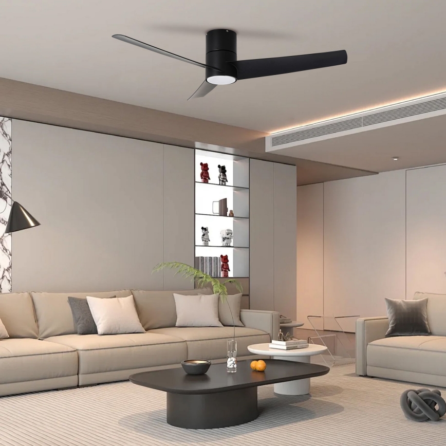 ZEVENTI - Ventilateur de plafond BARROSA LED/18W/230V 3000/4000/6000K Wi-Fi Tuya noir + Télécommande