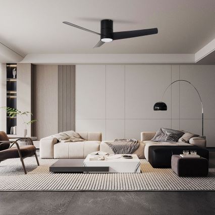 ZEVENTI - Ventilateur de plafond BARROSA LED/18W/230V 3000/4000/6000K Wi-Fi Tuya noir + Télécommande