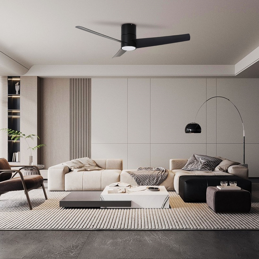 ZEVENTI - Ventilateur de plafond BARROSA LED/18W/230V 3000/4000/6000K Wi-Fi Tuya noir + Télécommande