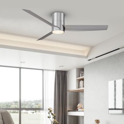 ZEVENTI - Ventilateur de plafond BARROSA LED/18W/230V 3000/4000/6000K Wi-Fi Tuya chrome mat + Télécommande