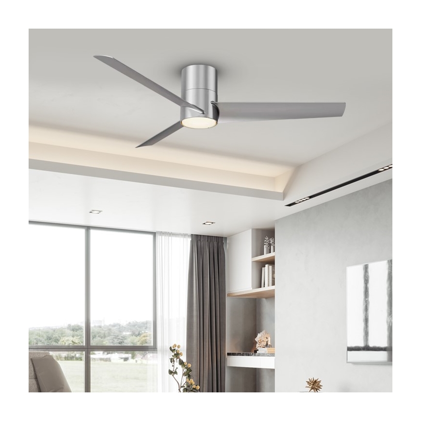 ZEVENTI - Ventilateur de plafond BARROSA LED/18W/230V 3000/4000/6000K Wi-Fi Tuya chrome mat + Télécommande