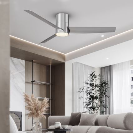 ZEVENTI - Ventilateur de plafond BARROSA LED/18W/230V 3000/4000/6000K Wi-Fi Tuya chrome mat + Télécommande